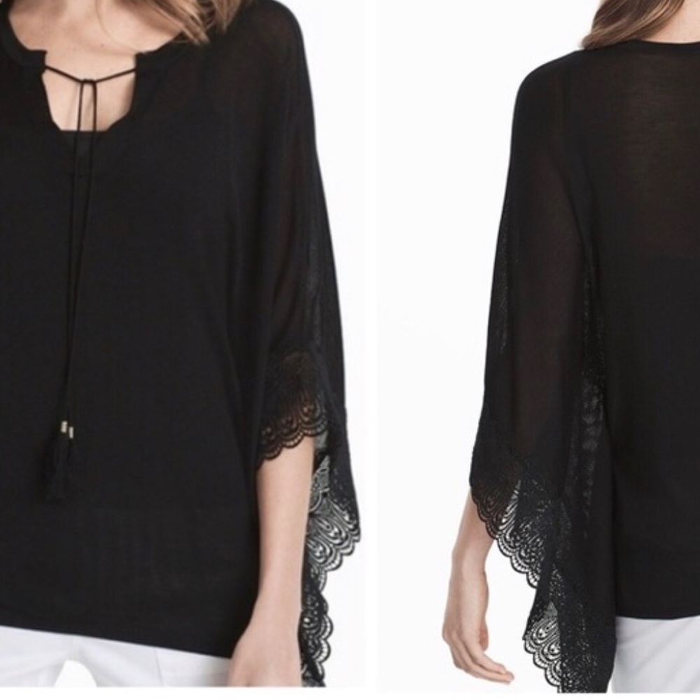 White House black market Butterfly Lace Trim Pullover Sweater Size Large